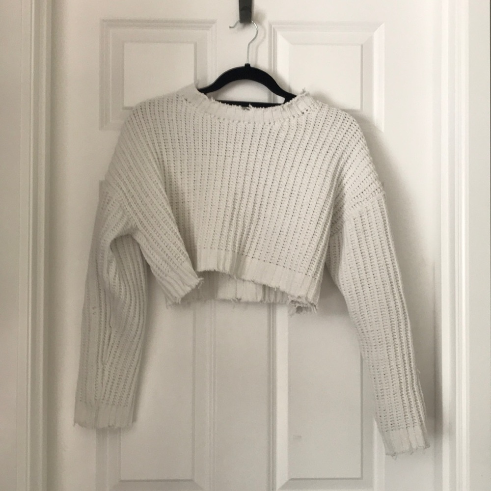 White cropped sweater